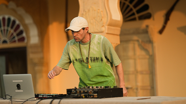 A DJ mid-set